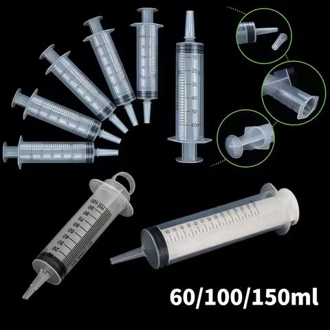 60ml 100ml 150ml Reusable Plastic Syringe Liquid Nutrient Feeding Injector for Animal Lab Industrial