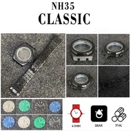 PVD Electroplating Black Watch Case Strap Set 41MM Case Sapphire Glass for NH35/NH36/4R36 Movement