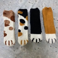 可愛珊瑚絨保暖貓爪襪
