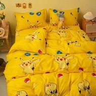 Cartoon Pikachu 4-IN-1 Bedding set Single/Queen/King  bedsheet set