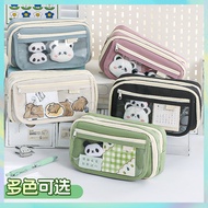 POP DIBEE Large Transparent Pen Bag Waterproof Canvas Transparent Pen Bag, Large Capacity