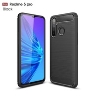 Realme 5 Carbon Fiber Case 5S/ 5i/ 5 Pro/ 6 6 Pro Rugged Armor Back Cover