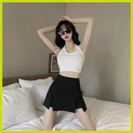 ✲ ✌ ◪ ┬ Korean High Waist Skirt Shorts for Women White Black Skort With Slit Woman Mini Palda 4012