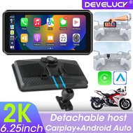 6.25 inch 2K DVR Navigation Motorcycle Bluetooth Display Wireless CarPlay Android Auto Detachable Mo