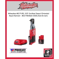 MILWAUKEE M12 FUEL 3/8" Cordless Impact Extended Reach Ratchet / Socket Wrench - M12 FIR38LR-0 (Bare Tool / Add On Set)