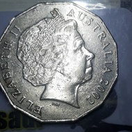 Koin 50 cents Australia Elizabeth II 2002