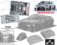 TeamC 1/10 Scale RC Drift Model Car Transparent Body Shell Nissan GTR R35 Wide Body Electric Hobby T