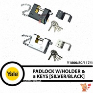 YALE Y1800/80/117/1 Padlock C/W Padlock Holder and 5 Keys - Available in Silver/Black!