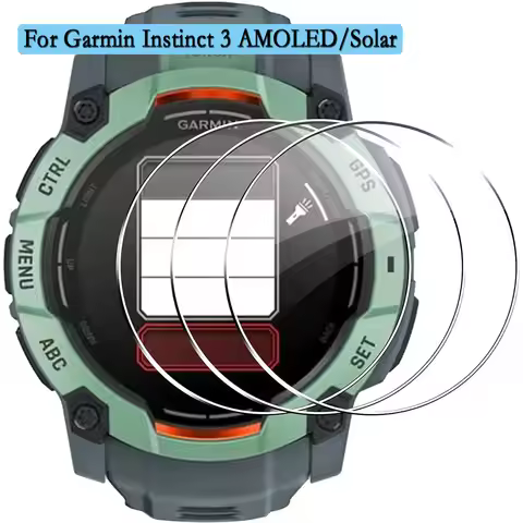 3pcs Tempered Glass For Garmin Instinct 3 AMOLED/Solar 45mm/50mm Screen HD/Scratch Resistant Protect