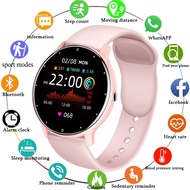 Smartwatch สมาร์ทวอทช์ 2021 New Fashion Smart Watch Women Call Reminder IP67 Waterproof Pedometer Watches Men Heart Rate Smartwatch For Xiaomi HuaweiSmartwatch สมาร์ทวอทช์ Pink Silicone