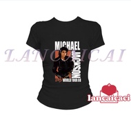 LANCAICAI MJ "Bad World Tour 88" Slim Fit Tee | Ladies Retro 80s Pop Music Casual Short Sleeve