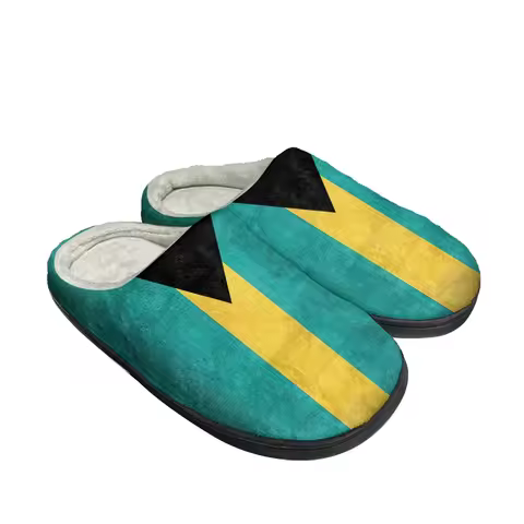 Bahamian Flag Home Cotton Custom Slippers Mens Womens Sandals Bahamas Plush Bedroom Funny Casual Kee