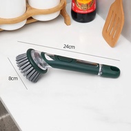Kitchen Long-handled Pot Brush Plastic Automatic Liquid Brush Pot Dish Cleaning Brush Household Pot 
