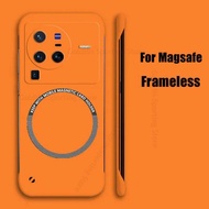 Magsafe เคสไร้กรอบแม่เหล็ก Vivo X80 Pro 5G ชาร์จไร้สาย Magsafing Cover VIVO X70 Pro Plus ฮาร์ดเคสแบบเนื้อด้าน