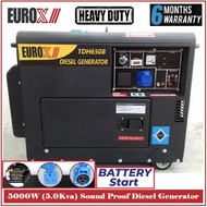 EUROX/EUROPOWER 5KVA (5000Watt) Sound Proof Diesel Generator TDH6508 - Battery Start - 6 Months Loca