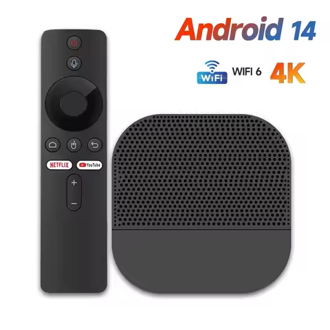 Android TV Box Android 14 Smart TV Box 4K Quad Core 2GB 16GB WiFi6 100M BT5.1 Google Voice Assistant