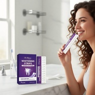 Purple Whitening Strips with Hydrogen Peroxide & Peppermint - Color Card - Gentle & Bright 7pcs, Upg