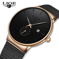 LIGE original men's watch luminous waterproof calendar ultra-thin quartz watch men