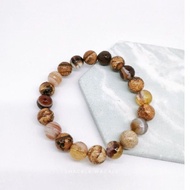 10mm Picture Jasper x Electroplated Botswana Agate Men Bracelet Unisex Bracelet