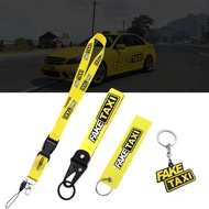 Jdm Car Keychain Long Lanyard Keyring Yellow Fake Taxi Accessories Gadgets