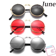 JUNEGOODS Round Sunglasses Vintage Circle Glasses Metal Frame Steampunk Sunglasses