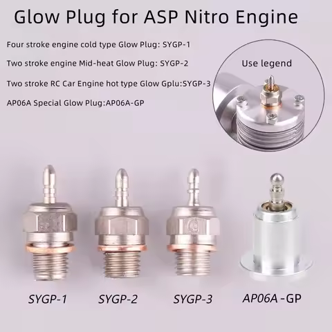 Sanye ASP GP-1 GP-2 Glow Plug Spark Plug Candle 1.5V for ASP AP06A AP09A S36AII S40AII S46A S52AII S