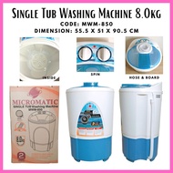 Micromatic Washing Machine MWM-850 | 8.0kg Washing Machine Single Tub MWM850