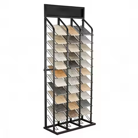 Marble Slab Organizer Shelf with 36 Card Slots Floor Standing Tile Sample Display Stand 68.1x28.7x13
