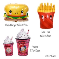 [SG Instock ] French Fries Burger Frappe Foil Balloon / Carnival Food Fast Food Theme Happy Birthday Decoration