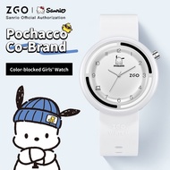 ZGO X Sanrio Pochacco. Watch. women waterproof quartz watch. Rubber strap. Simple and versatile. Wat