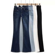 (Medium low waist) Classic medium flared low-waisted jeans in 3 colors, short bottom, low waist, low