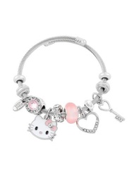Pulsera de encantos de dibujos animados Sanrio 1 pieza Kawaii Hello Kitty, colgante de cuentas y cadena para mano linda joyería de brazalete accesorios de regalos para niñas