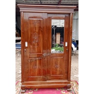 Lemari Pakaian 2 Pintu Sliding Jati /trinityjayafurniture