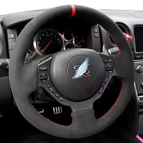 Hand-stitched Suede Car Steering Wheel Cover for Nissan GTR GT-R R35 Nismo 2008-2016 Full Coverage S