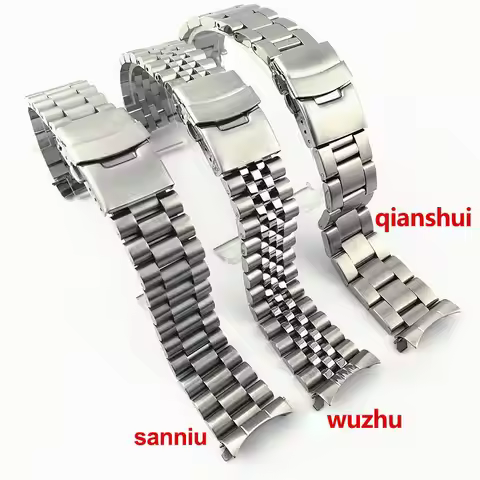 Solid Stainless Steel Watch Band 20mm 22mm WirstWatch Bracelets Curved End Replacement For Seiko SKX