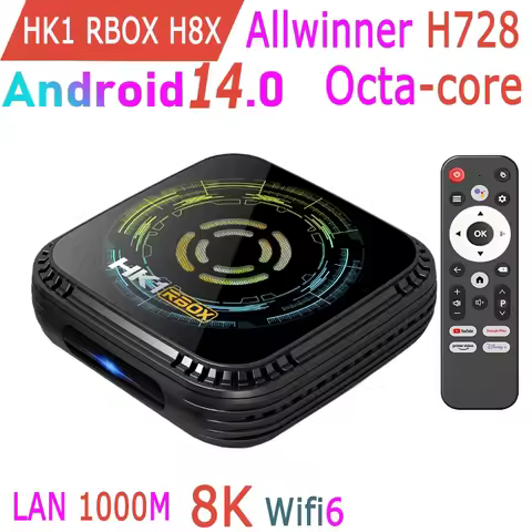 Android 14.0 Allwinner H728 Octa Core 8K HDR10 1000M LAN Wifi6 BT5.0 BT Remote Control Game Smart TV