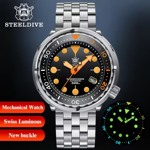 NEW Tuna Luxury Dive Wristwatches STEELDIVE SD1975V 30Bar Waterproof Swiss Super Luminous NH35 Fashi