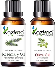KAZIMA Combo of Rosemary oil and Olive oil For Hair Growth, Skin care (Each 15ML with Dropper)- 100% Pure Natural Oil
