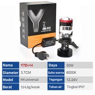 [Ready yaCOD] Y7D Mini Projector H4 2PCS Lampu Led Mobil Dan Motor H4 Mini Pjector Projie 130Watt Y7