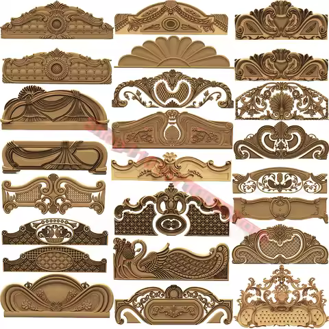 21PCS Bedback 3D Model STL File for CNC Router Laser & 3D Printer_ Classic Bed Pattern Wood Carving