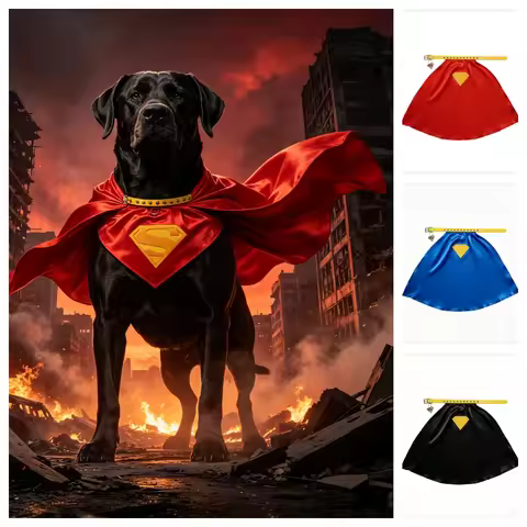 Red Krypto Cosplay Cloak Superdog Krypto Costume Cape 3D Printed Dog Tag Full Set Pet Clothes Custom