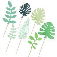 7pcs Tropical Leaves Cake Topper Palm Leaf Cupcake Picks for Birthday Baby Shower Party Decoration