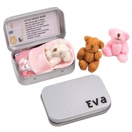 Bear in Tin Box Cute Mini Teddy Bear Cute Little Pocket Bear Hug Plush Soft Toy Pink Brown White Birthday Gift for Kids Children