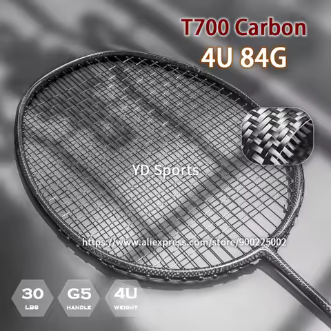 T700 Carbon Fiber Woven 4U Professional Ultralight Badminton Rackets Strung Bag High Tension 30LBS A