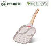Ecowin 18cm Non-Stick Steak Omelette Pan Maifan Stone Coating White Series Cookware