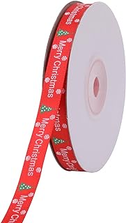Trimming Shop Christmas Ribbon for Gift Wrapping, Red Christmas Grosgrain Ribbon for Crafts, Hair Bow, Christmas Tree &amp; Wreath Decor, Xmas Party Gift, Snowflakes &amp; Xmas Tree, 10mm x 1 Metre