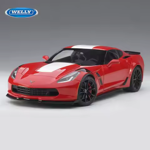 WELLY 1:24 Chevrolet Corvette Z06 2017 Alloy Sports Car Model Diecast Racing Car Model Simulation Co