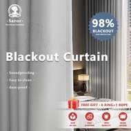 SAROR CURTAIN Blackout Langsir 90-99% Blackout Siap Jahitan Cangkuk (Free Ring) Blackout Curtain