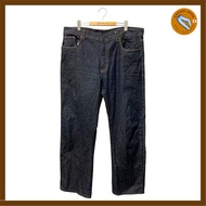 Used Evisu denim pants, size 40, navy, painted seagull pattern, straight cut.