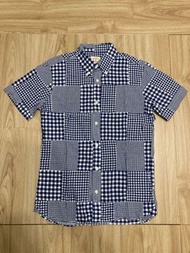 近新出清！Brooks Brothers Madras Patchwork Shirt 藍色系拼接拼布短袖襯衫上衣